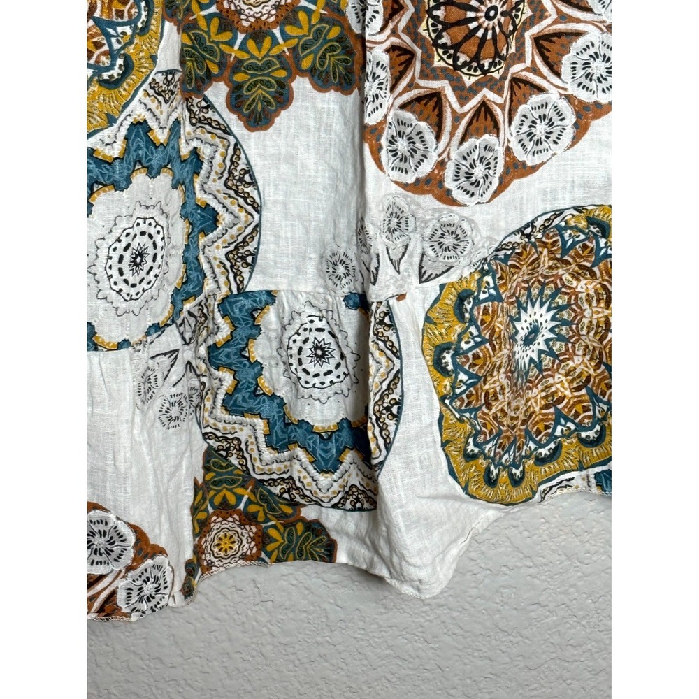 Cristina Vergani Shirt Dress Womens Medium Multicolor‎ Medallion Print Side Slit - Picture 9 of 16